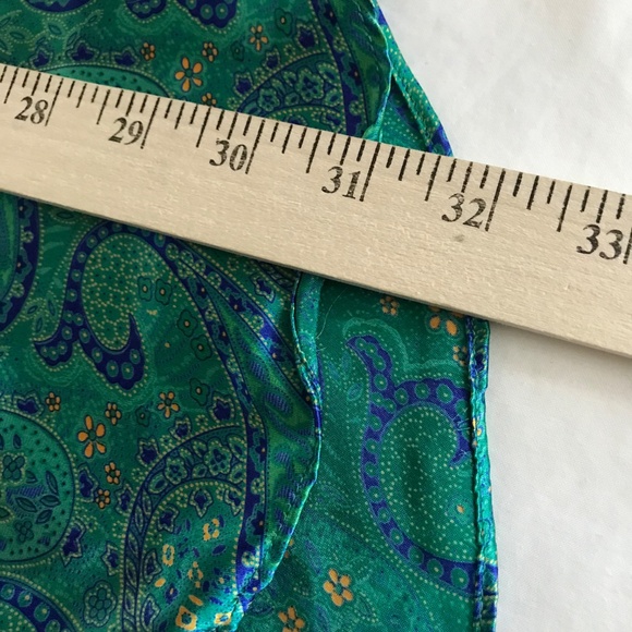 CACIQUE LINGERIE Satin Paisley Pajamas Green 2 Piece Sleep Set Womens Size Large - Picture 10 of 16